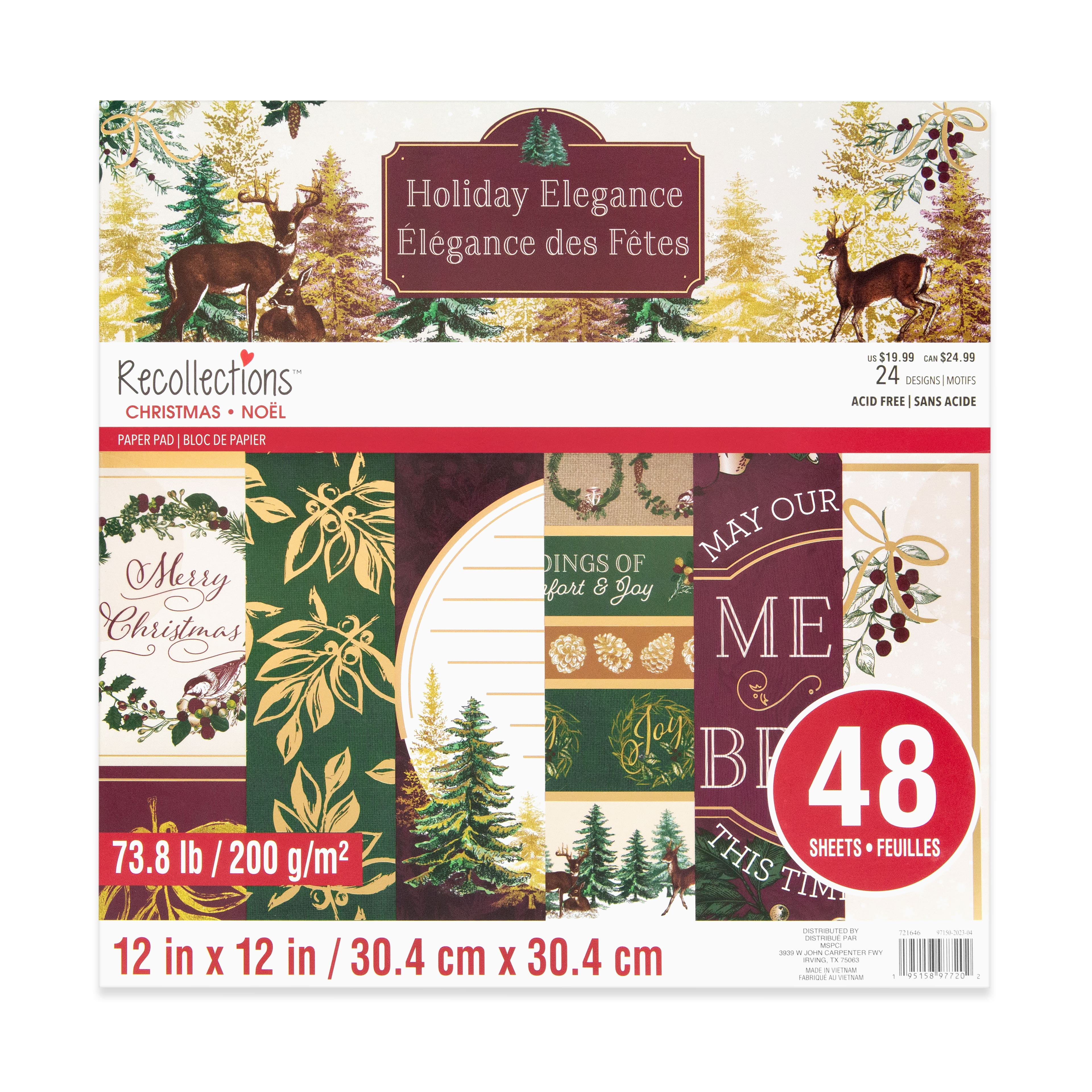 Holiday Elegance Paper Pad by Recollections™, 12" x 12"Christmas