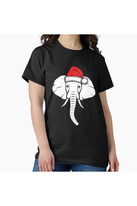 Holiday Elephant Winter Vibes Festive Gift Party Graphic Unisex T-Shirt, up to size 5XL