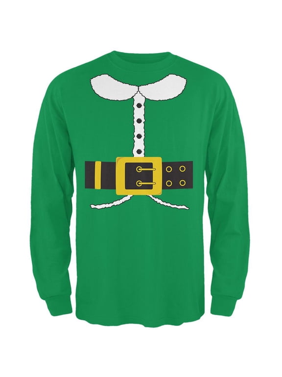 Holiday Elf Costume Irish Green Adult Long Sleeve T-Shirt - Small