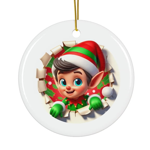 Holiday Elf Tore Wall Magical Season Treasure For Gifts And Surprises Hanging Round Ornament
