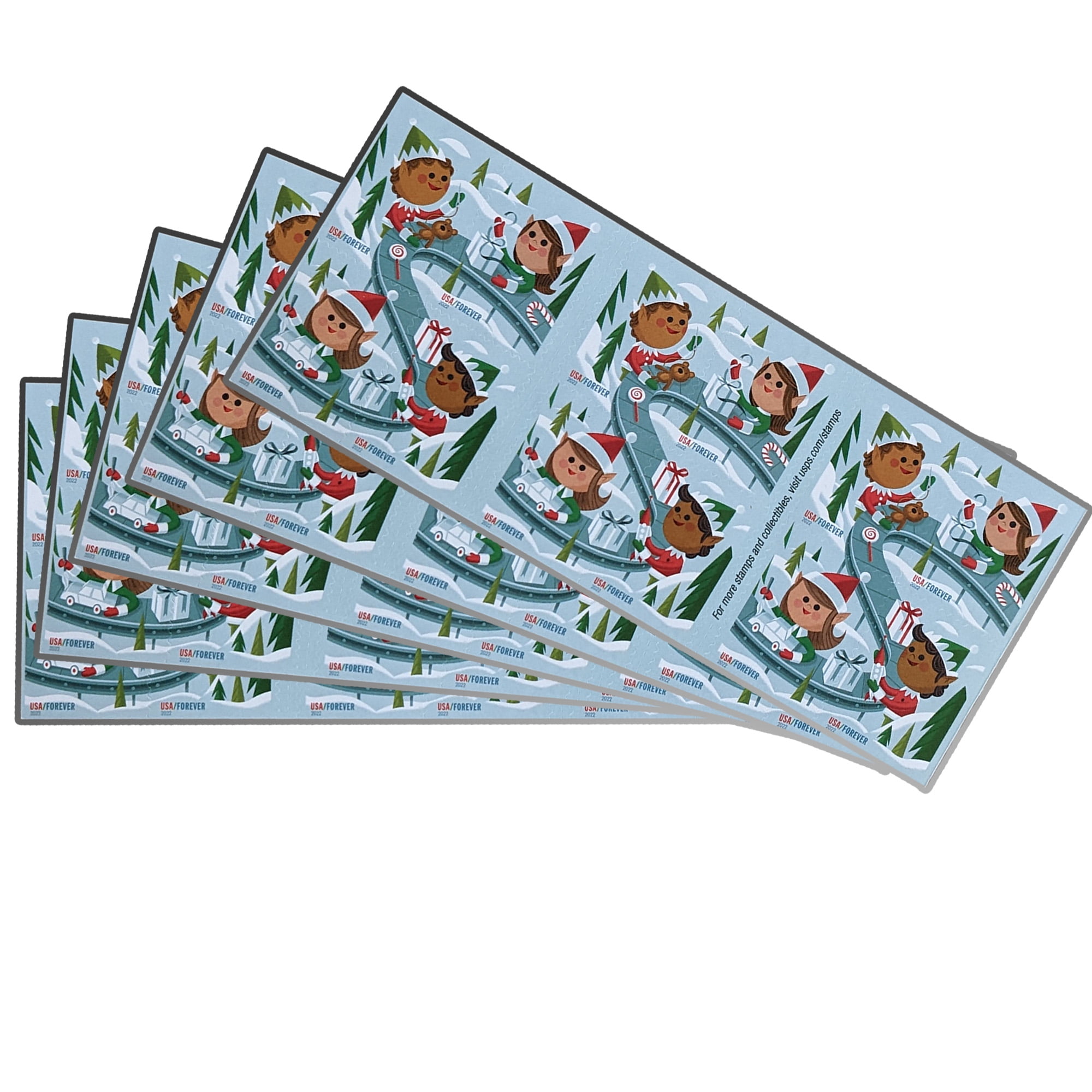 US (2023)- Christmas Elves Booklet of 20 Forever Stamps --Scott # 5722 -  5725
