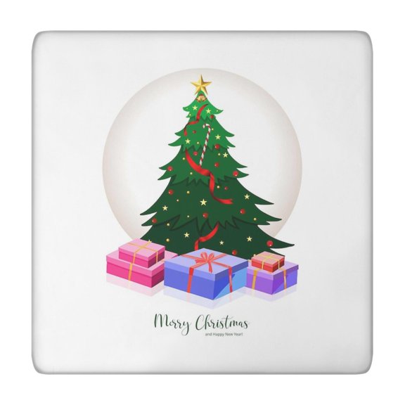 Holiday Entertaining Table Cover 34x34 Inch, Stretch Christmas Pattern on Durable Spandex Fabric That Lies Flat Instantly