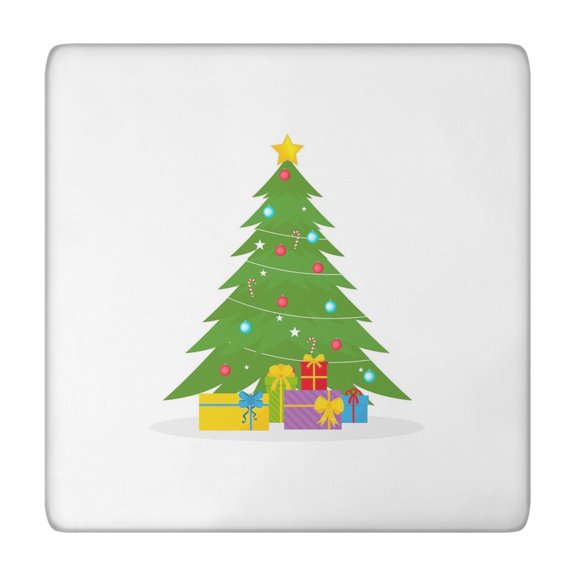 Holiday Entertaining Table Cover 34x34 Square, Christmas Themed with Elastic Border, Engineered to Lie Flat Without Wrinkles Upon Placement