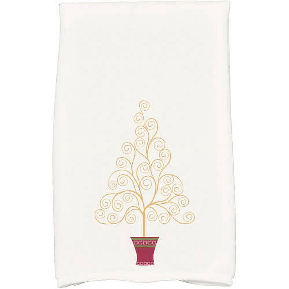 Holiday Essence Filigree Tree Geometric Print Kitchen Towel