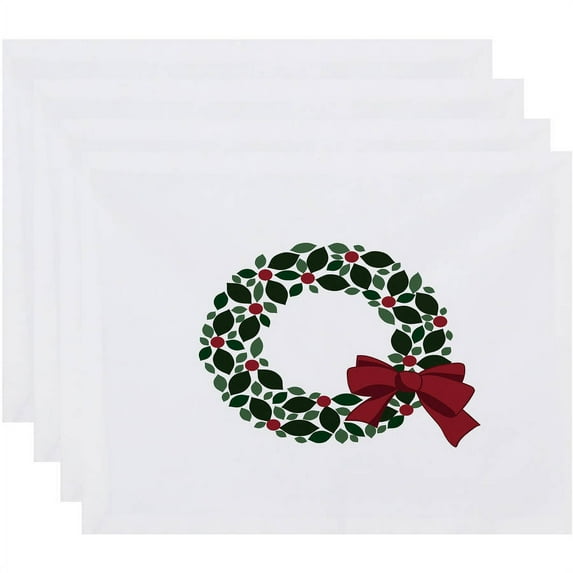 Holiday Essence Holly Wreath Floral Print Placemat