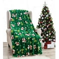 thumbnail image 1 of Holiday Essential Green Snowman Christmas Ultra Soft Hypoallergenic Fleece Throw Blanket Cover, 1 of 2