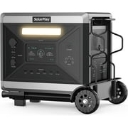 Holiday Event Deal! SolarPlay 2400W Portable Power Station with Foldable Cart,2160Wh LiFePO4 Battery, 1.5Hr Fast Charge, 4 AC Outlets (4800W Peak), UPS Backup for Home & Outdoor Use