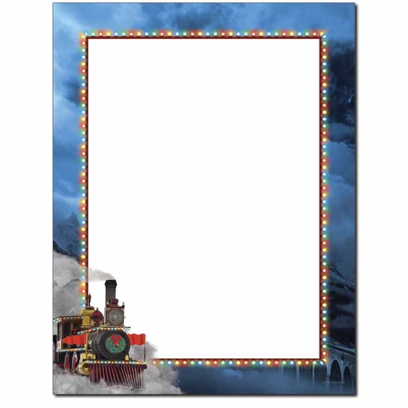 Holiday Express Train Letterhead Laser & Inkjet Printer Paper - 8.5in. X 11in. - 25 Sheets (olhx93725) - Christmas Stationery, Winter Writing Paper