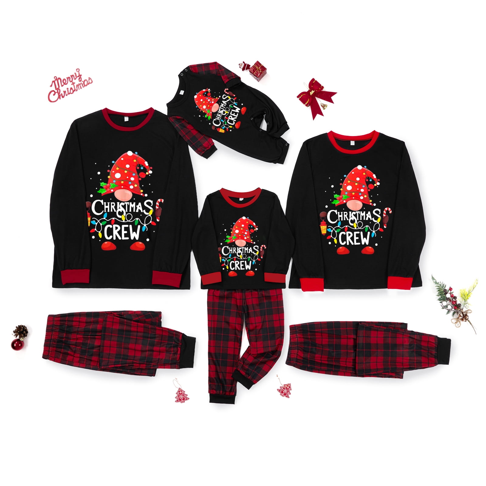 Holiday Family Matching Pajamas Christmas Pjs Set Long Sleeve Tops Xmas