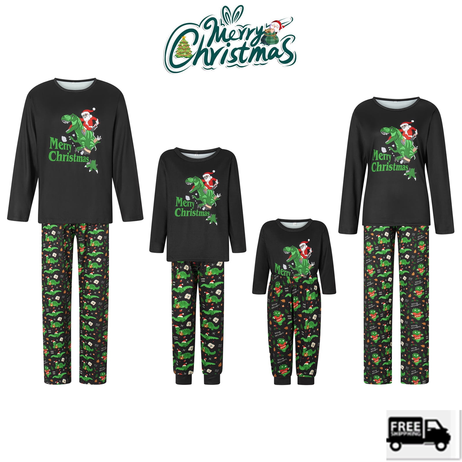 Holiday Family Matching Pajamas Christmas Pjs Set Long Sleeve Tops Xmas