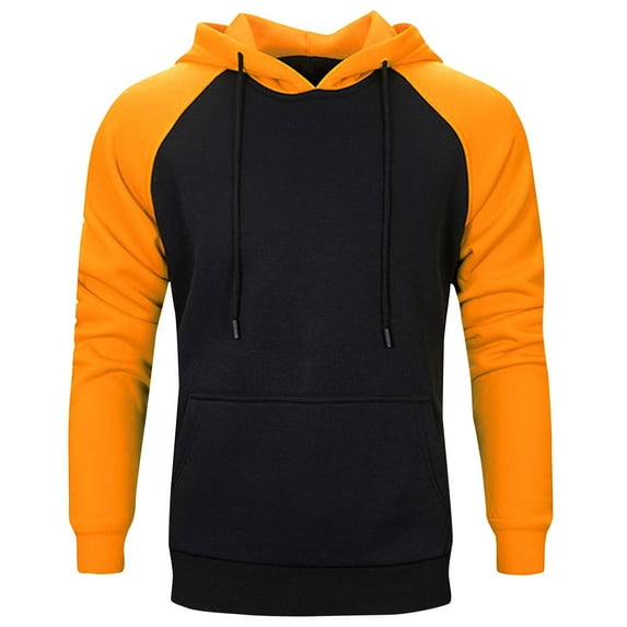 Holiday Fashion Deals up to 40% off Meitianfacai Hoodies Men Hoodies Color Block Patchwork Blend Fleece Pullover Kanga Pocket Sweatshirts Black Hoodie