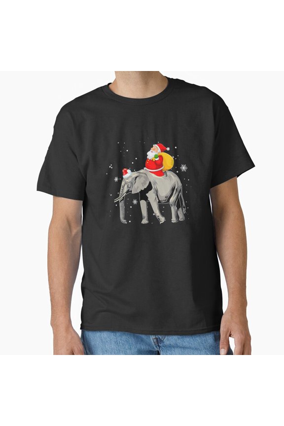 Holiday Figure Riding Elephant Festive Pajama Gift Winter Cheer Unisex T-Shirt, up to size 5XL