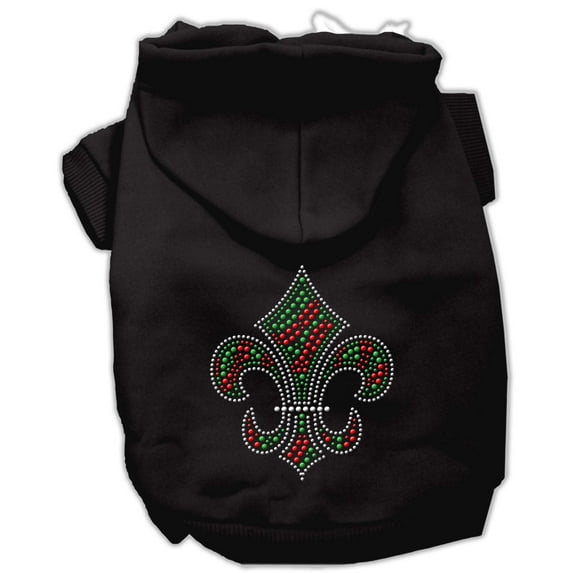 Christmas Pet Dog Cat Hoodie Rhinestone, "Holiday Fleur De Lis"