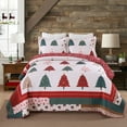 thumbnail image 1 of Holiday Forest 3 Pcs Festive Christmas Tree Quilt Bedspread Set Reversible Bed Coverlets Set for Home Decor, 1 of 14