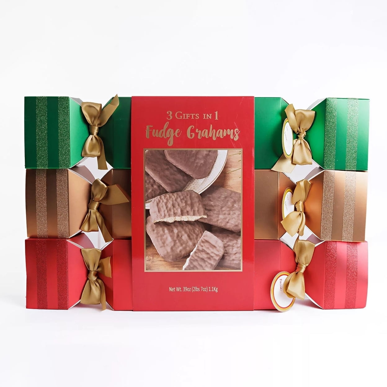 Holiday Fudge Graham Cookies, 3 in 1 Gift Pack (39 Ounce)