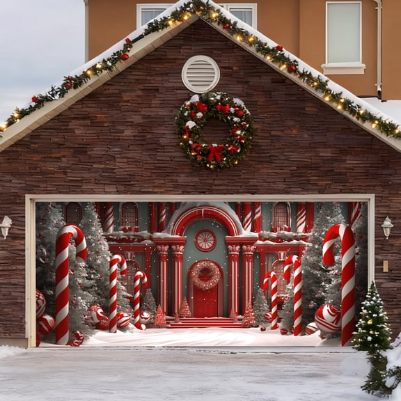 Holiday Garage Banner for Seasonal Celebrations Festive Indoor and Outdoor Decorative Display with Durable Polyester Material
