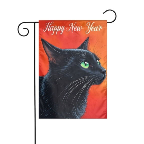 Holiday Garden Flags For Outside Double Sided 12 X 18 Inch Yard Flag, Happy New Year 2025 Small Outdoor Garden Flag, Festive Garden Flag For All Seasons Green Eyes