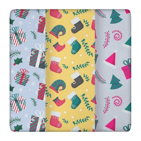 Holiday Gathering Table Cover 36x36 Square, Christmas Themed with Elastic Border, Engineered to Lie Flat Without Wrinkles Upon Unfolding