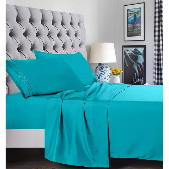Holiday Gift 1500 Series Bed Sheet set- - Queen Turquoise