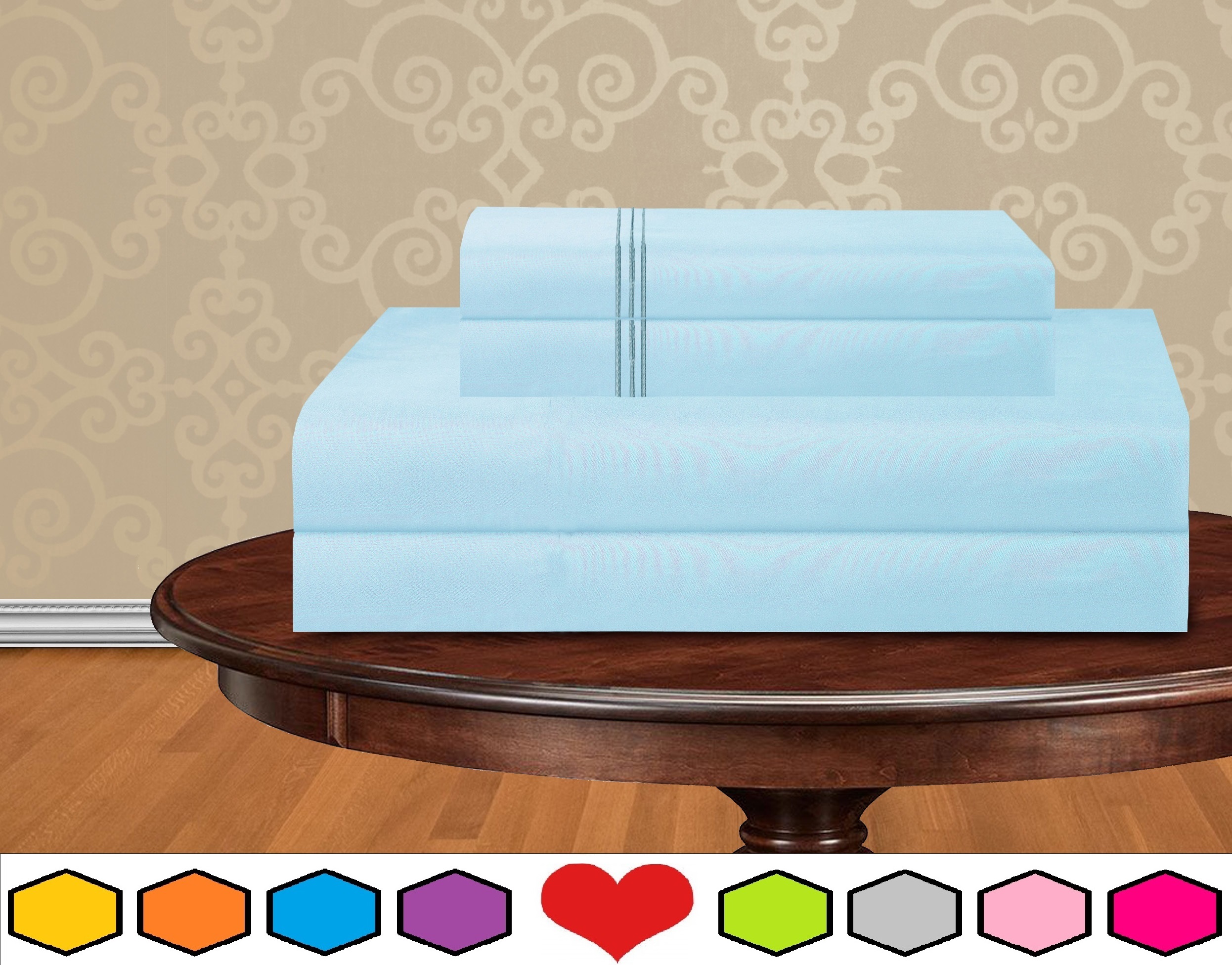 Holiday Gift 4 PC Sheet set Bedding Set Queen Aqua Blue