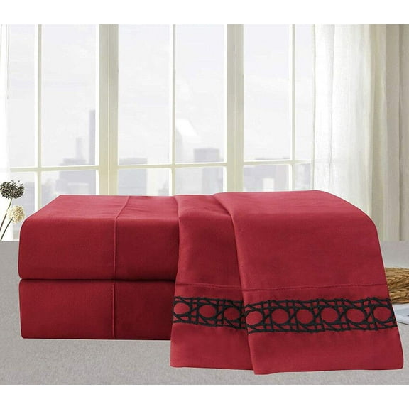 Holiday Gift 4 PC Sheet set Bedding Set Queen Burgundy