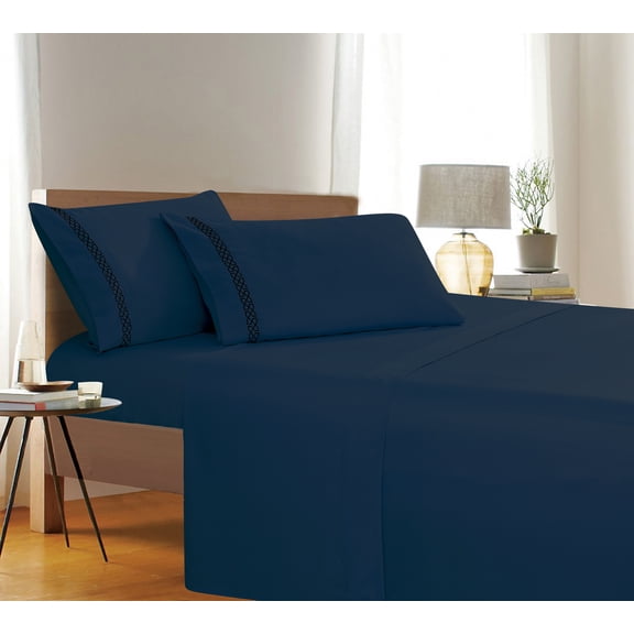 Holiday Gift 4 PC Sheet set Bedding Set Queen Navy Blue