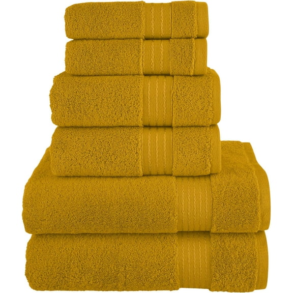 Holiday Gift 6-Pack Cotton 100 % Highly Absorbent Shower Towel , Gold