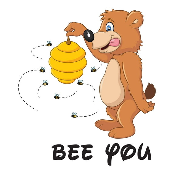 Holiday Gift Babies Bee You Cute Cartoon Wall Decal Decoration Cute Bear Uncapping Beehive takes Honey Decal Lasts Years and Easily Removable - Size: 21 in x 23 in