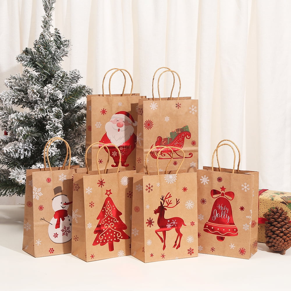Holiday Gift Bags 36 Pack Small Size Kraft Paper Bags with Handle for Christmas Party Xmas Walmart