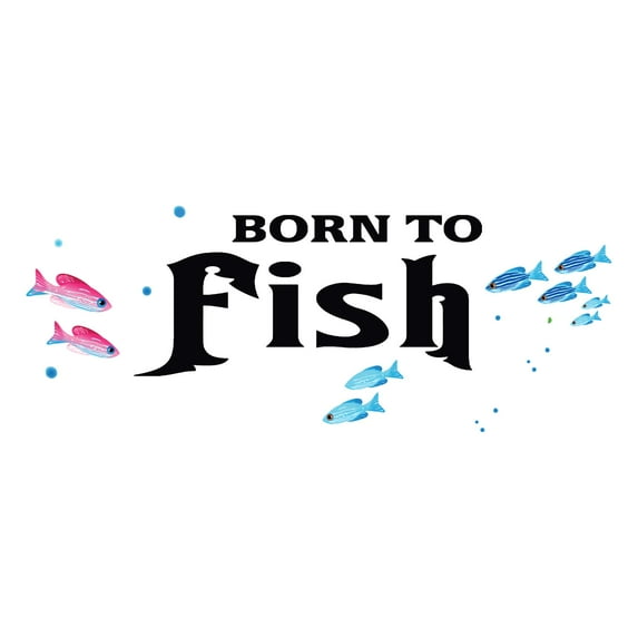 Holiday Gift Boys Born to Fish Cute Sports Wall Decal Decoration Fisherman Motivational Quote Vinyl Wall Art Lasts Years and Easily Removable - Size: 45 in x 19 in