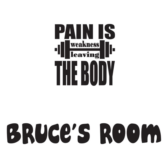 Holiday Gift Boys Pain is weakness leaving Body Active Quotes & Sayings Wall Decal Decoration Gym Fitness Motivational Exercise Wall Decal Lasts Years and Easily Removable - Size: 34 in x 27 in
