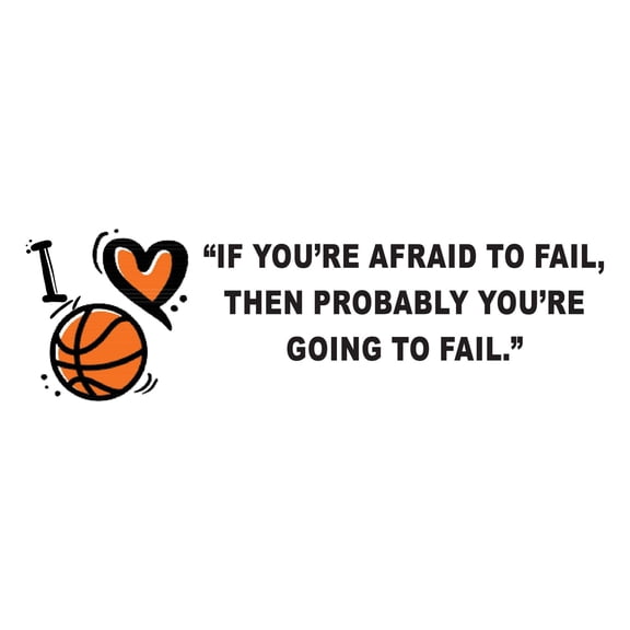 Holiday Gift Boys If you're afraid then you're going to Fail Motivational Sports Wall Decal Sports Athlete Motivational Quote Wall Decor Lasts Years and Easily Removable - Size: 12 in x 4 in