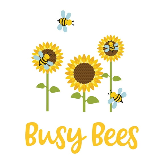 Holiday Gift Children Busy Bees Cute Flower Wall Decal Decoration Blooming Nature Field Bee's Vinyl Wall Decal Lasts Years and Easily Removable - Size: 36 in x 45 in