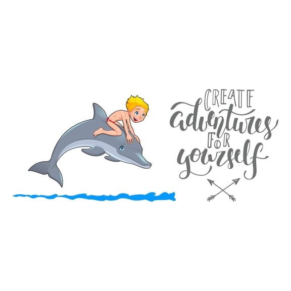 Holiday Gift Children Create Adventures for yourself Cute Cartoon Wall Decal Decoration Exploring Adventurous Vinyl Wall Art Decal Lasts Years and Easily Removable - Size: 45 in x 19 in