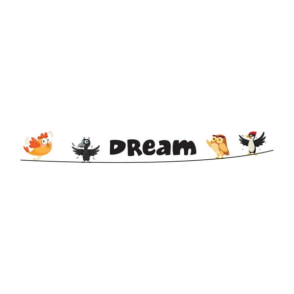 Holiday Gift Children Dream Beautiful Cartoon Wall Decal Decoration Beautiful Birds Vinyl Wall Decal for Kids Room Lasts Years and Easily Removable - Size: 23 in x 3 in