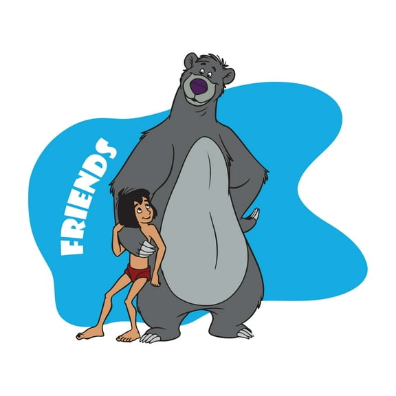 Holiday Gift Children Friends Adorable Cartoon Wall Decal Decoration Happy Kid Cute Bear Inspirational Friendship Lasts Years and Easily Removable - Size: 34 in x 31 in