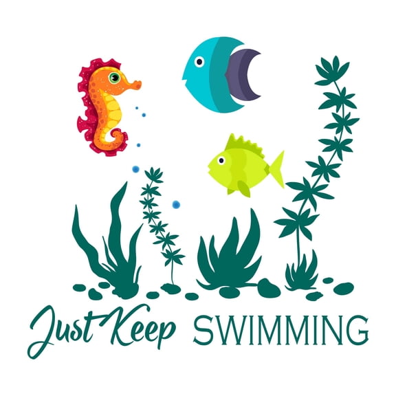 Holiday Gift Children Just Swimming Cute Sports Wall Decal Decoration Marine World Underwater Swimmers Wall Decal Lasts Years and Easily Removable - Size: 45 in x 41 in