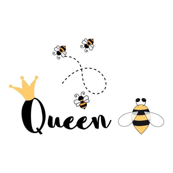 Holiday Gift Children Queen Cute Animal Wall Decal Decoration Honey Bee Queen Cartoon Vinyl wall Decal Lasts Years and Easily Removable - Size: 23 in x 14 in