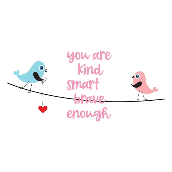Holiday Gift Children You're Kind Smart Brave enough Cute Cartoon Wall Decal Decoration Brave Motivational Quote Vinyl Home Decor Lasts Years and Easily Removable - Size: 34 in x 14 in
