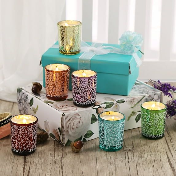 Holiday Gift, Christmas Candles Cented Candles in Glass Made of Organic 100% Soy Wax, 2 inches Diameter and Burning Time 12-15 Hours, for Aromatherapy - Orchid/Mint/Lemon/Rose/Lavender/Vanilla Gift