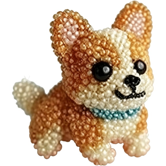 Holiday Gift Craft Kits, Small Beaded Art, Home Dog Ornament, Colorful Animal Figurine, 2X2 Inch Full Handmade Beaded Dog Crafting Material Set