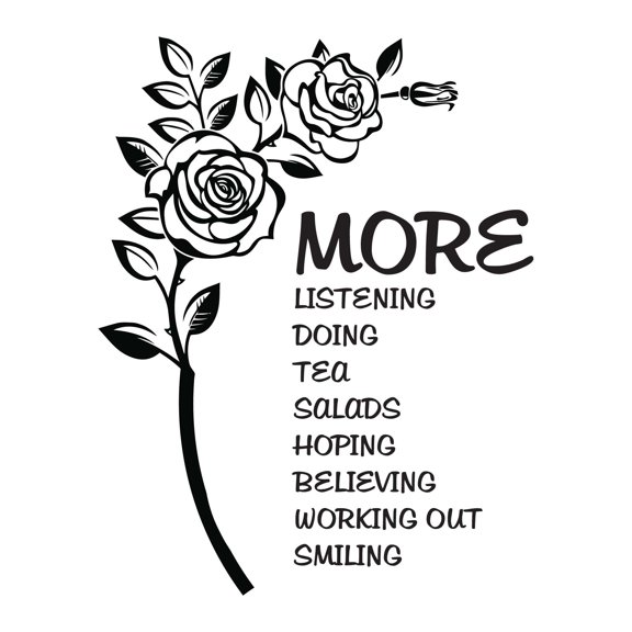Holiday Gift Dad More Listening doing tea Salads Inspirational Quotes Sayings Wall Decal Positive Fitness More Listening More Salads Decal Lasts Years and Easily Removable - Size: 36 in x 45 in