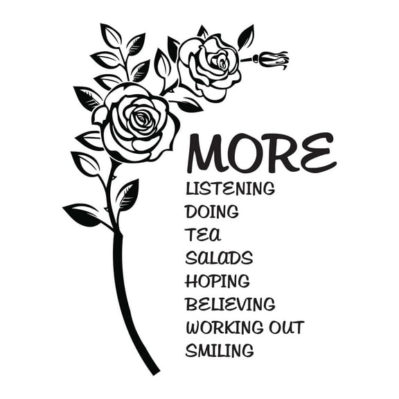 Holiday Gift Dad More Listening doing tea Salads Inspirational Quotes Sayings Wall Decal Positive Fitness More Listening More Salads Decal Lasts Years and Easily Removable - Size: 36 in x 45 in
