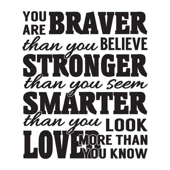 Holiday Gift Family You are braver than you Believe Active Quotes & Sayings Wall Decal You are Smarter than You Look Quote Wall Decal Lasts Years and Easily Removable - Size: 19 in x 23 in
