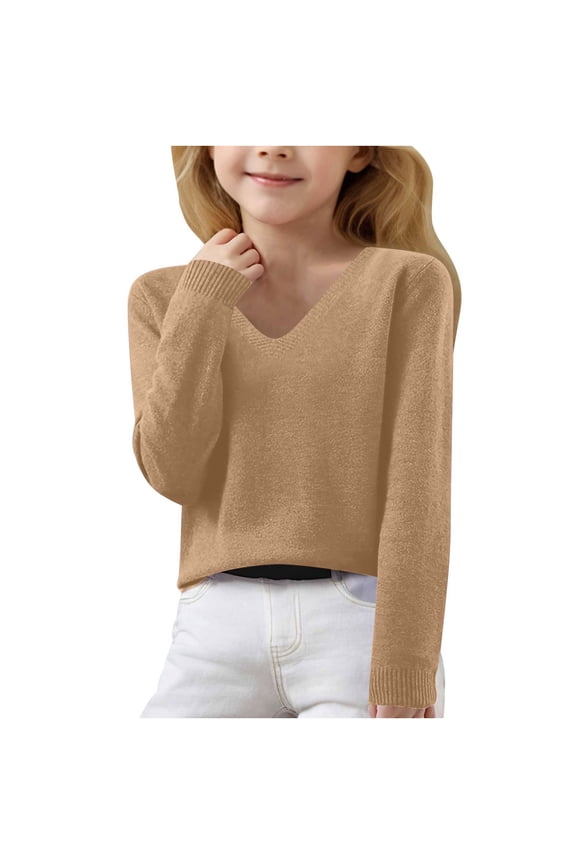 Holiday Gift Finder 6-15Years Foreign Trade Fall New Solid Color High Neck Boys And Girls Knit Tops Gold 12-13Years