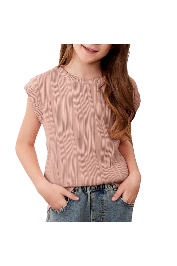 Holiday Gift Finder Boys Girls Shirts Solid T-shirt Short Sleeve Blouse 3-15 Years 14Y, Rose Gold