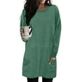 thumbnail image 1 of Holiday Gift Finder Fall and Winter Long Sleeve Shirts for Women Loose Crewneck Sweatshirt with Pockets Casual Pullover Ladies Tops and Blouses Mid-length Women's Tops, S-3XL, 1 of 6