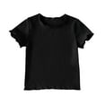 thumbnail image 1 of Holiday Gift Finder Fashionable Children's Shirt Children's Top Solid Color Lace Comfortable Loose T-shirt Short Sleeved Shirt Casual Top 1 Years, Black, 1 of 4