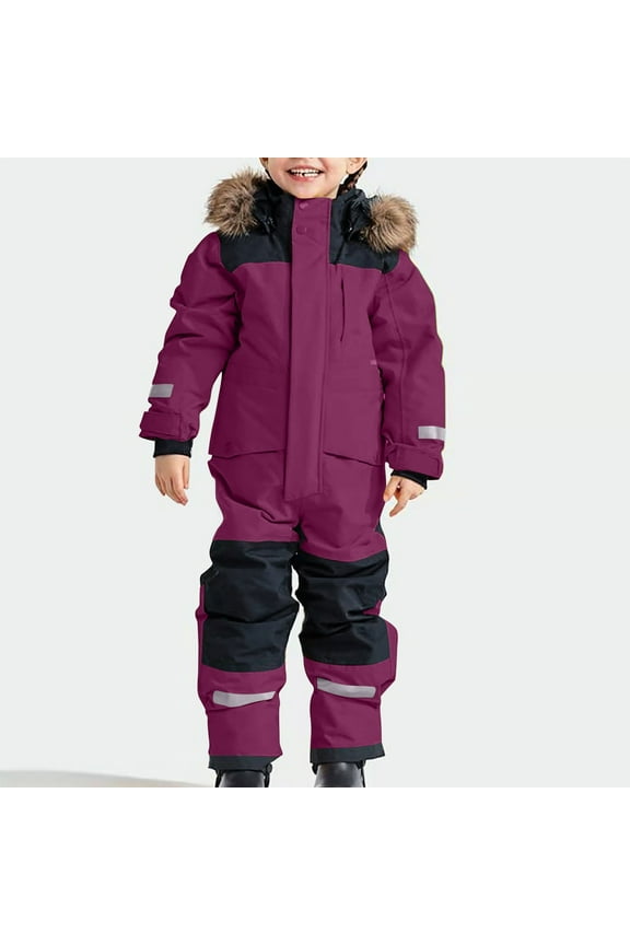 Holiday Gift Finder Kid's Baby One Piece Snowsuits Overalls Ski Suits Jackets Coats Kids Girls Boys Colorful Siamese Snowsuits Ski Suits Jackets Winter Jumpsuits Purple 1 Years