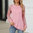 thumbnail image 1 of Holiday Gift Finder Long Sleeve Shirts Womens Pleated Business Crew-Neck Solid Color T-Shirt Women Casual Blouses with Smocked Cuffs, S-3XL, 1 of 4